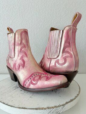 Old Gringo SHAY Pink Cowboy Boots Womens Size 11 Western Gold Leather Short